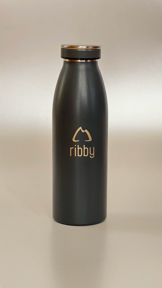 Ribby 500ml Standard Mouth Stainless Steel Bottle - Gray