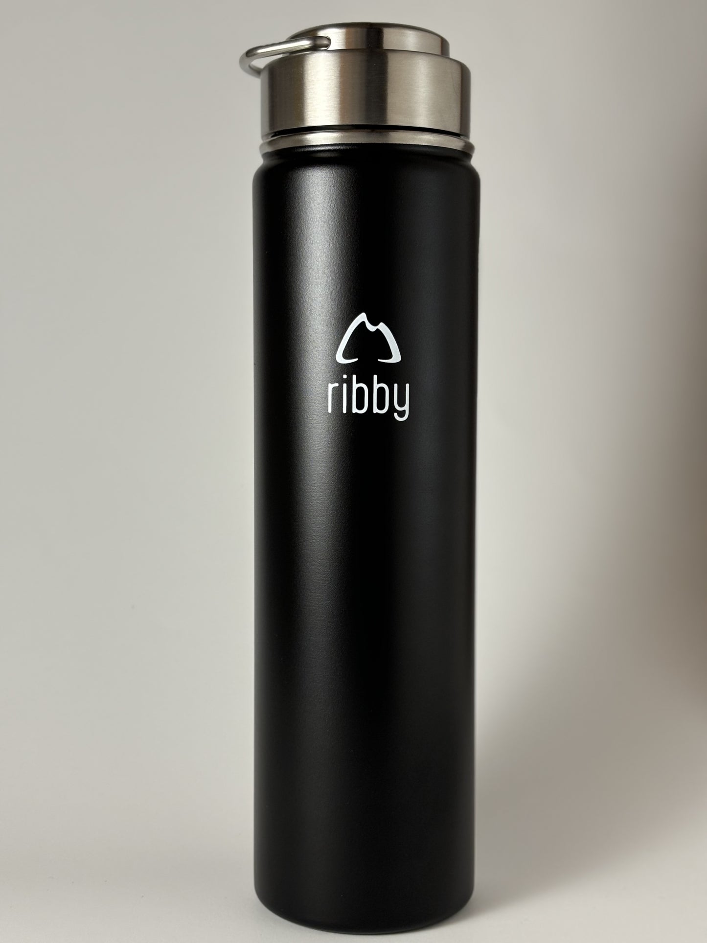 Ribby 750 ml Wide Mouth Stainless Steel Bottle with Straw Lid-Black