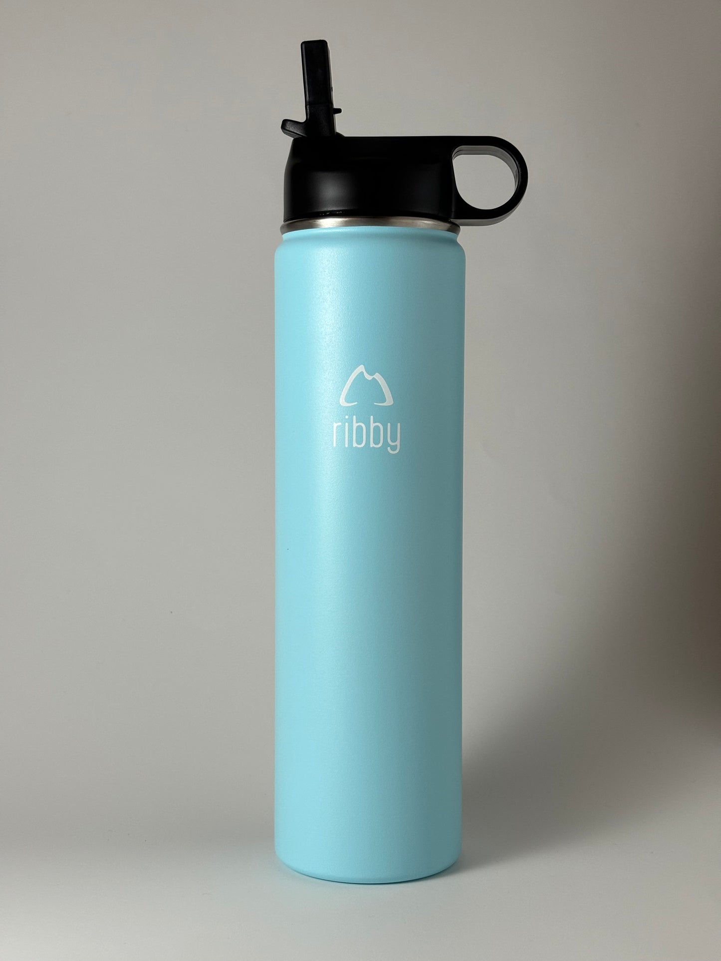 Ribby 750 ml Wide Mouth Stainless Steel Bottle with Straw Lid-Sea Blue