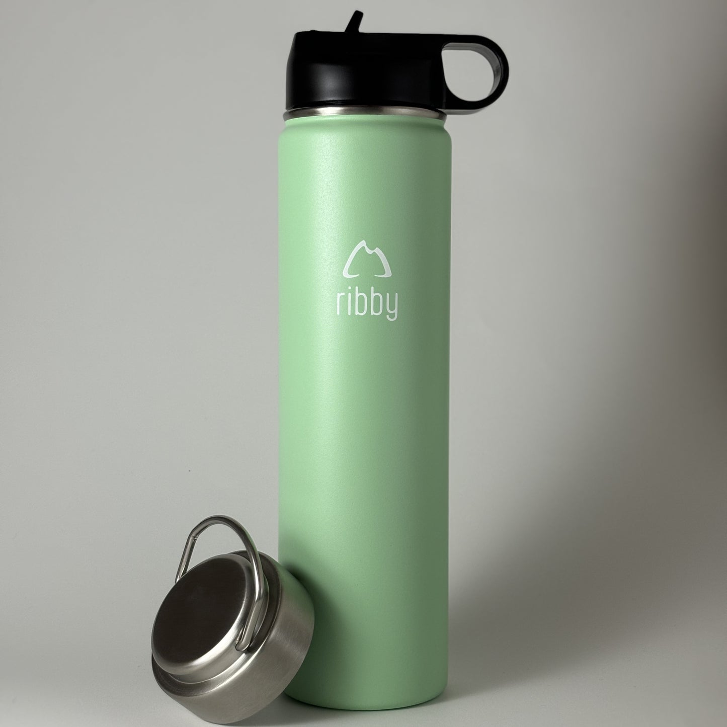 Ribby 750 ml Wide Mouth Stainless Steel Bottle with Straw Lid-Mint