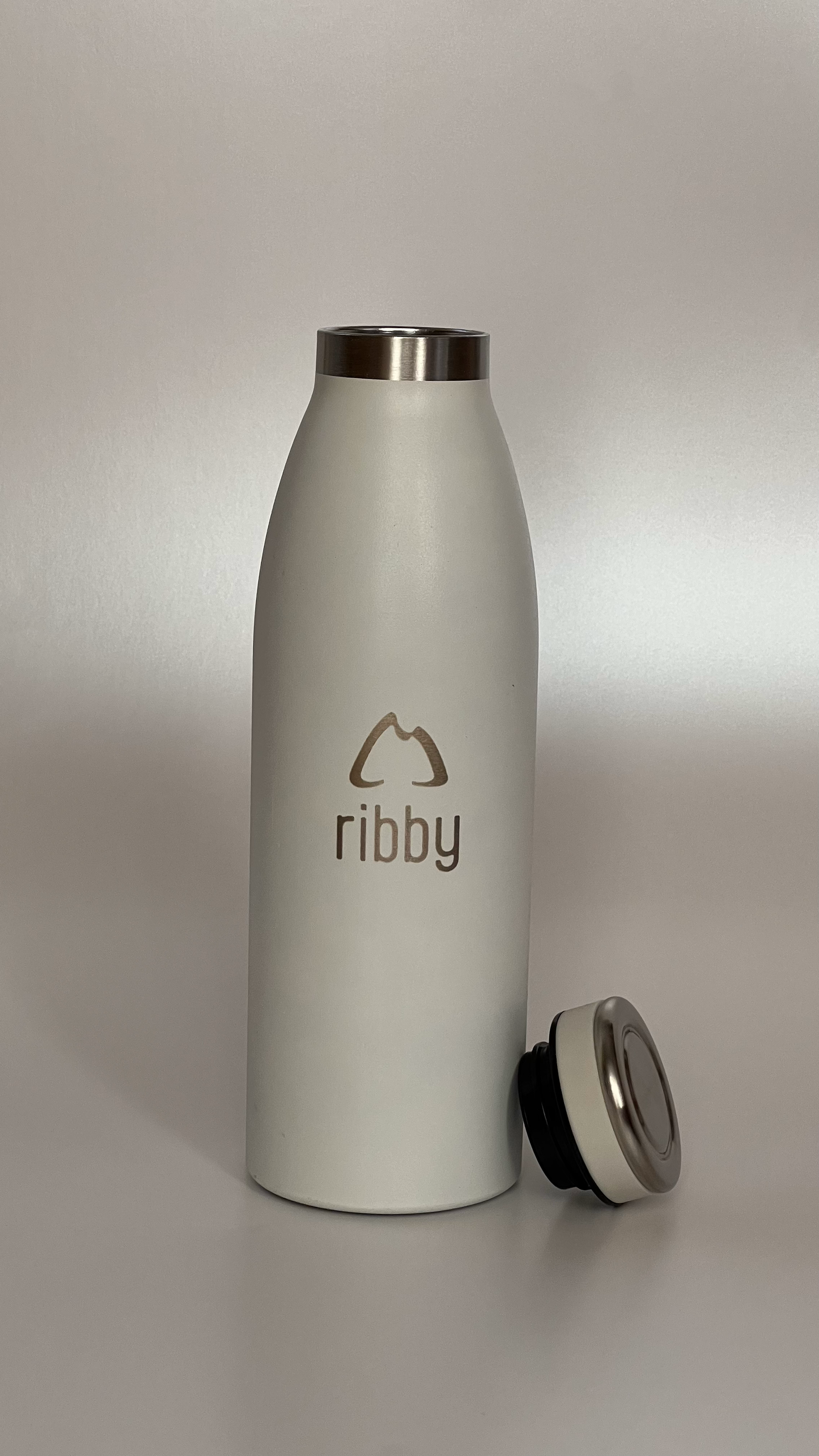 Ribby 500ml Standard Mouth Stainless Steel Bottle - White