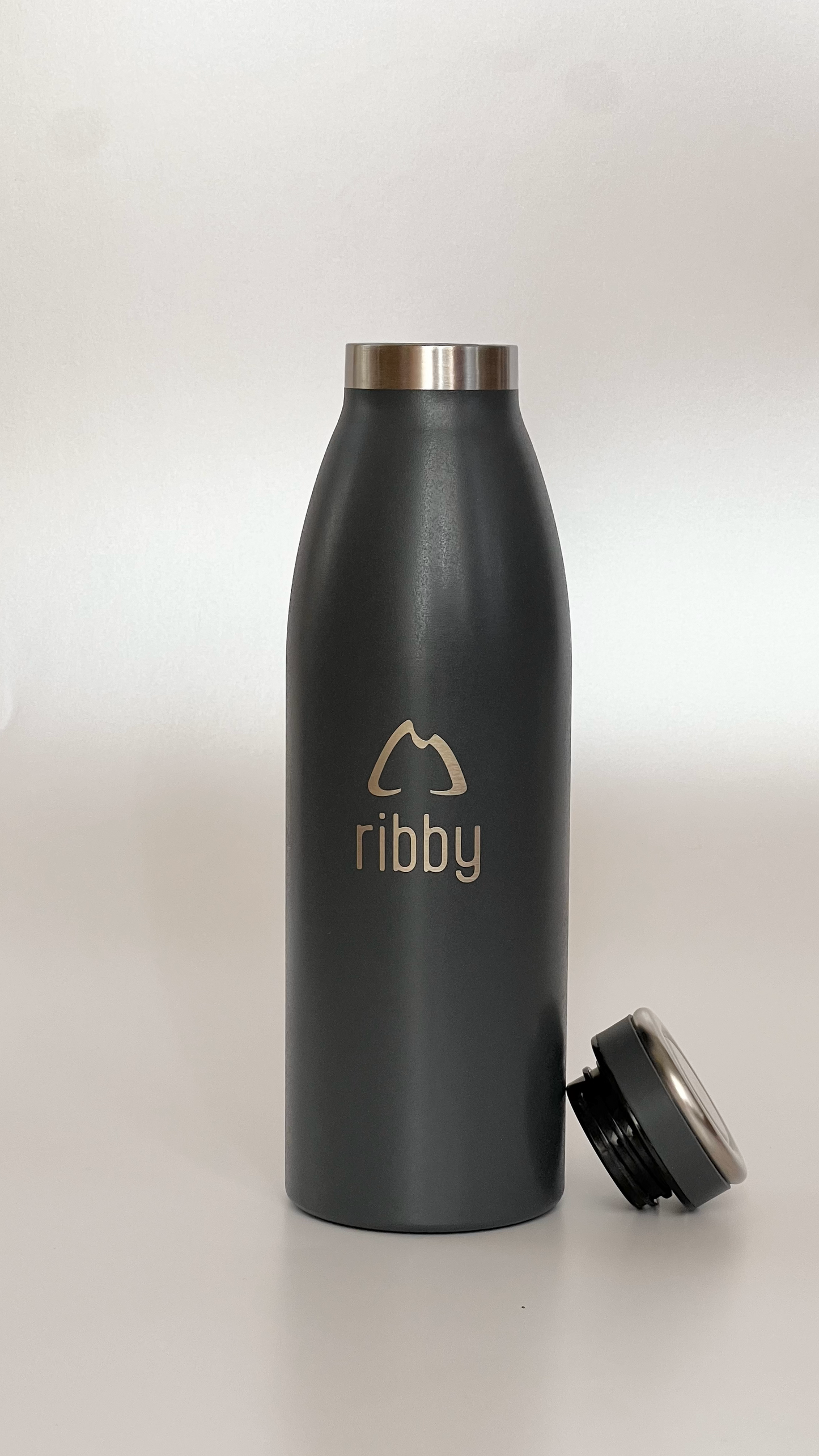 Ribby 500ml Standard Mouth Stainless Steel Bottle - Gray