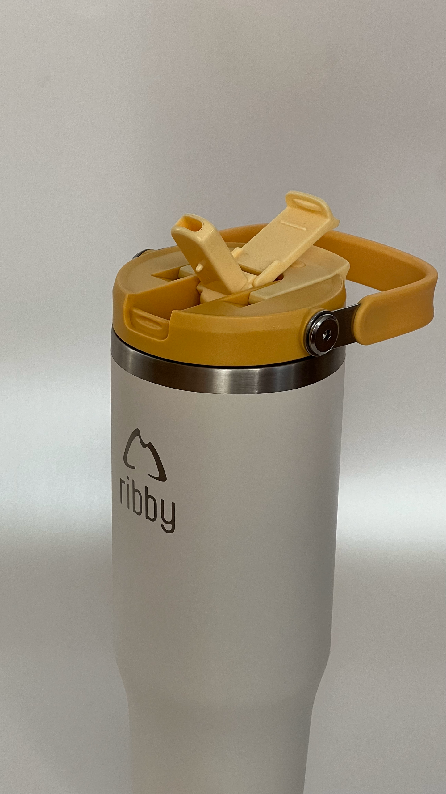 Ribby 1200ml Stainless Steel Tumbler with new Sipraw lid - White and Yellow
