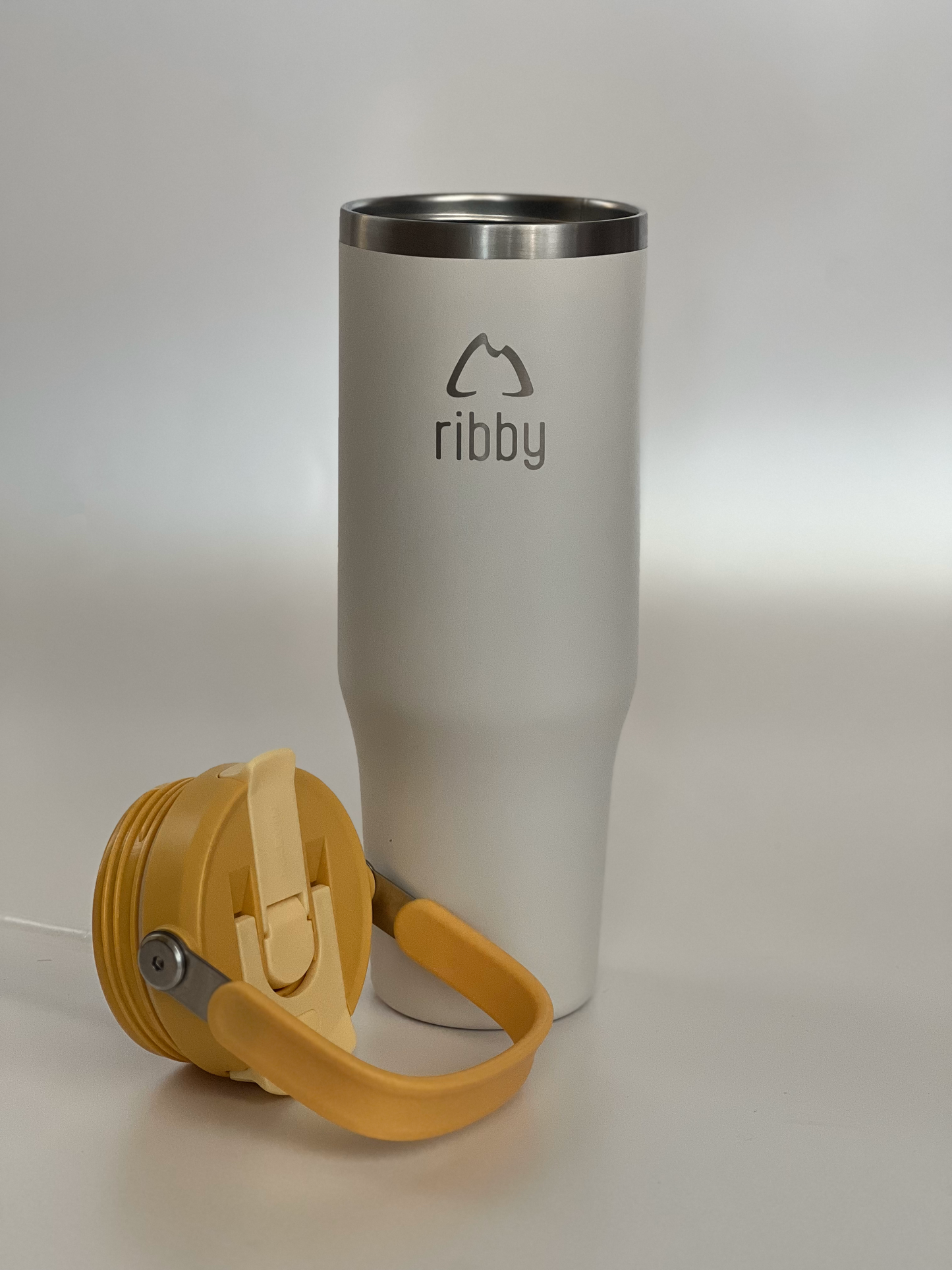 Ribby 1200ml Stainless Steel Tumbler with new Sipraw lid - White and Yellow