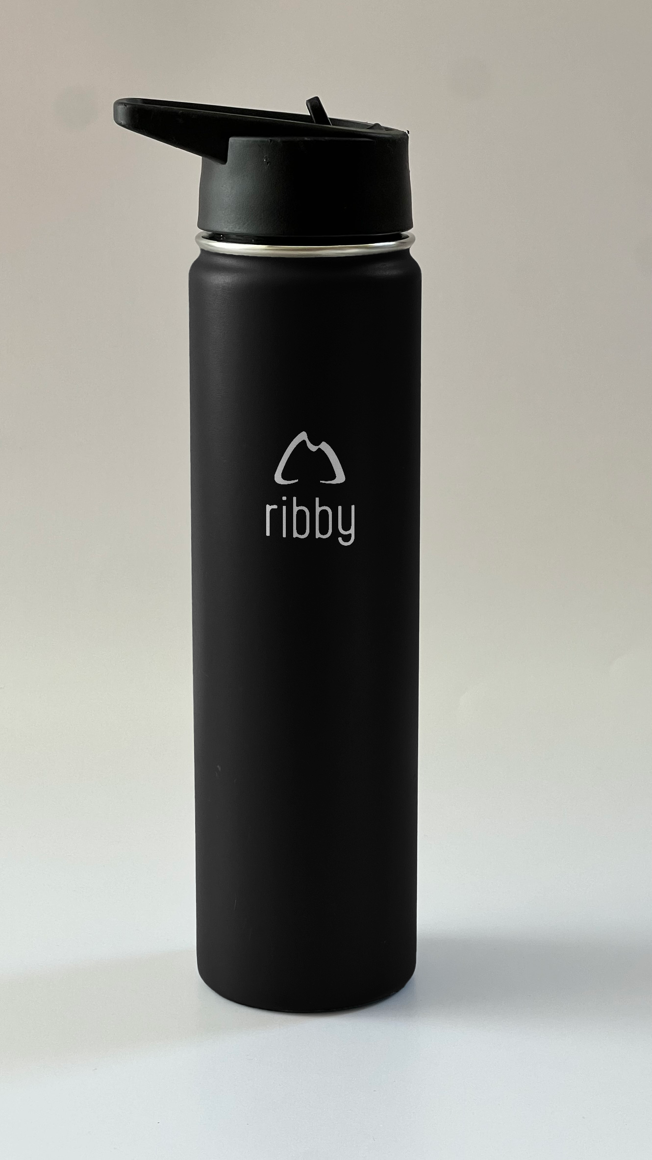 Ribby 710 ml Wide Mouth Bottle with Straw Lid-Black