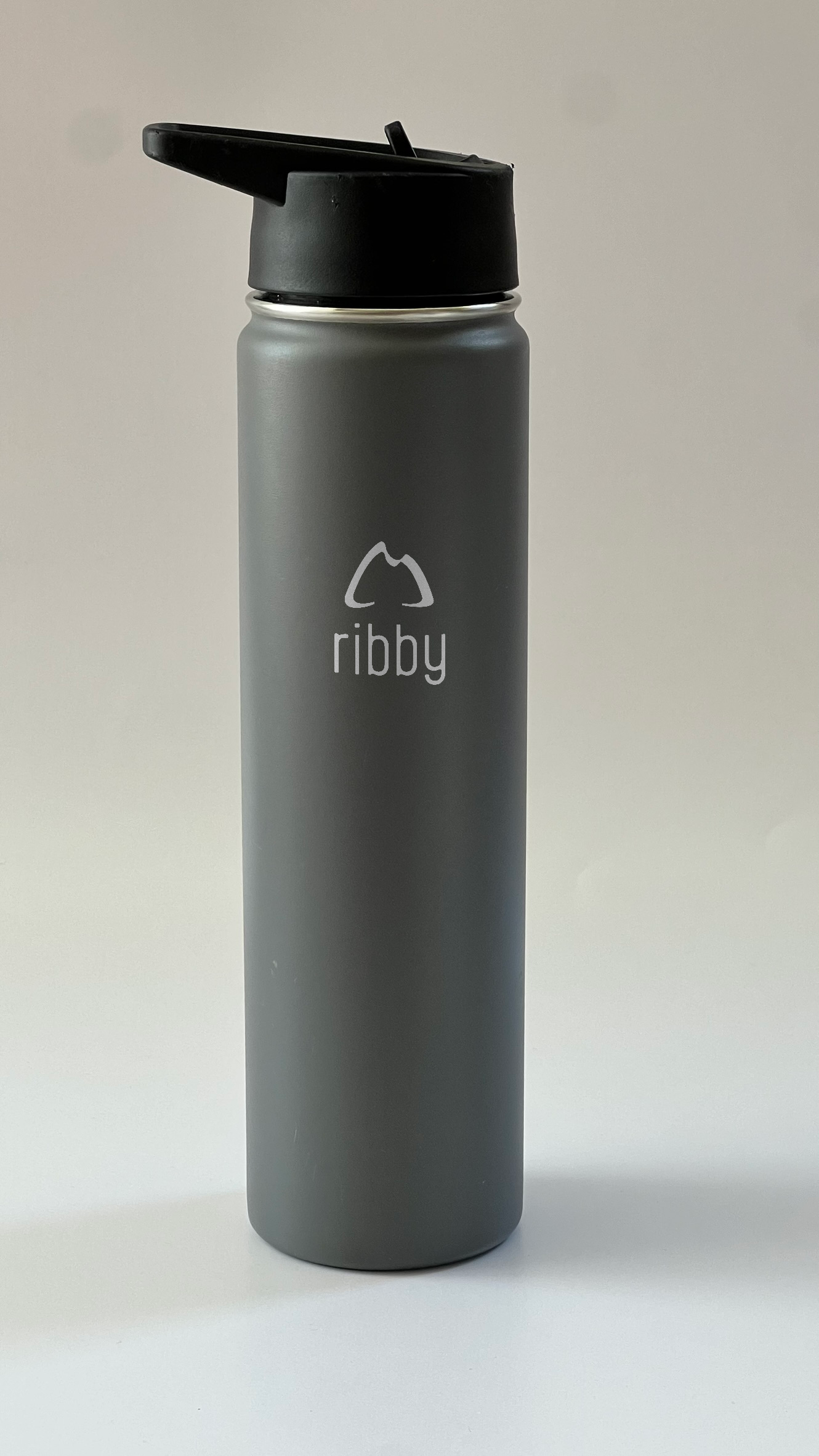 Ribby 710 ml Wide Mouth Bottle with Straw Lid-Gray