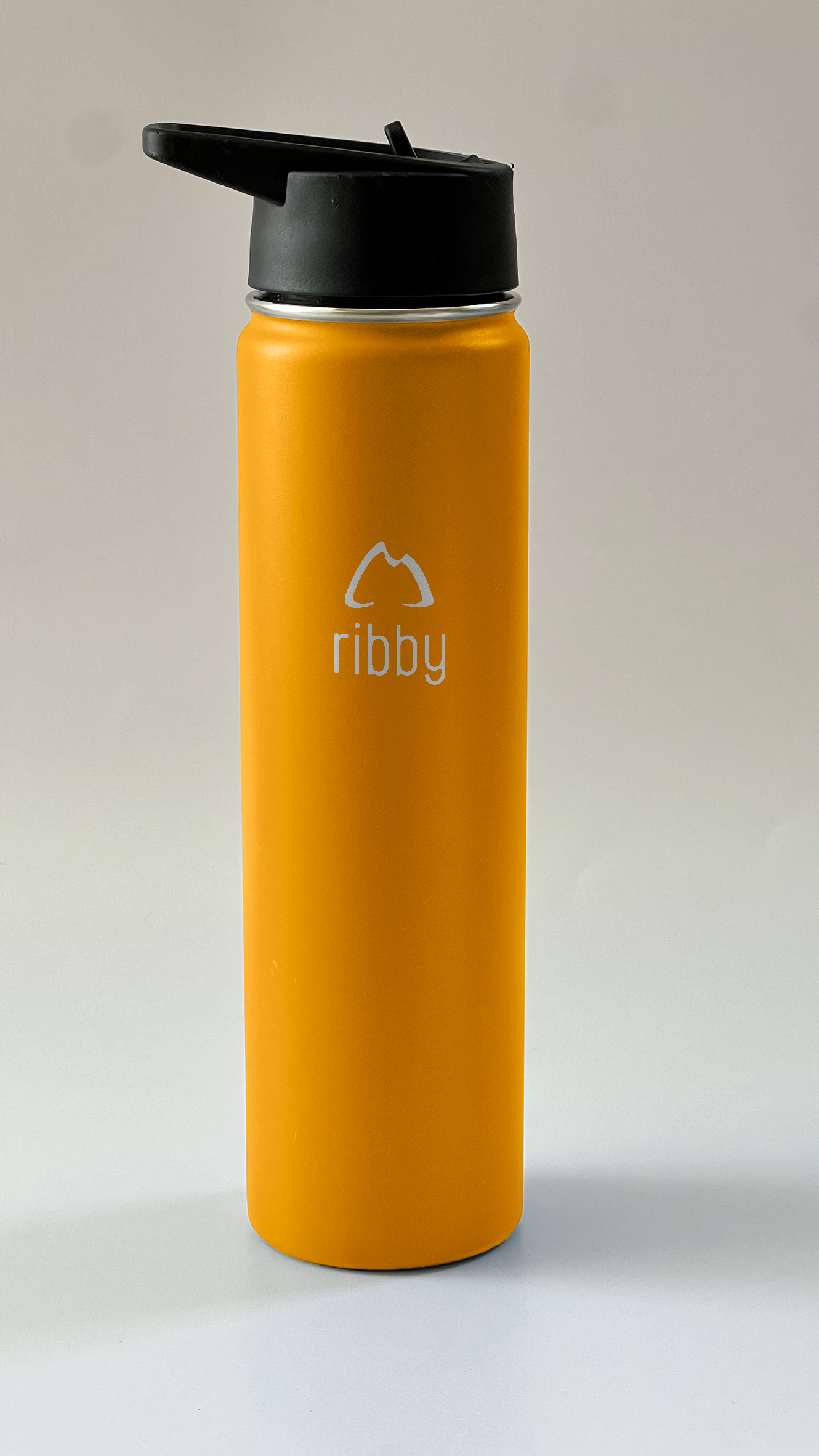 Ribby 710 ml Wide Mouth Bottle with Straw Lid-Sand Orange