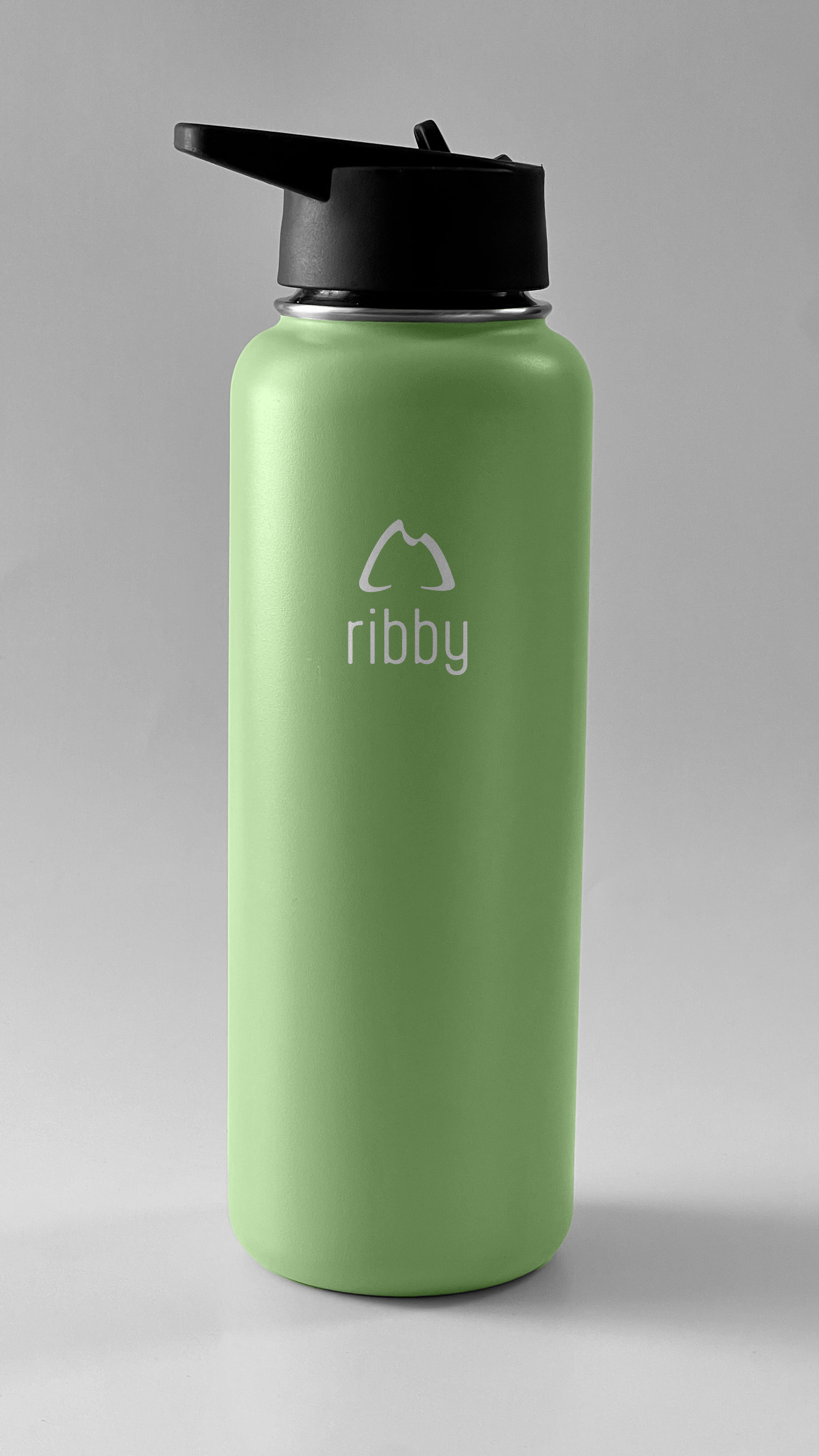 Ribby 1200ml Wide Mouth Bottle with Straw Lid-Mint