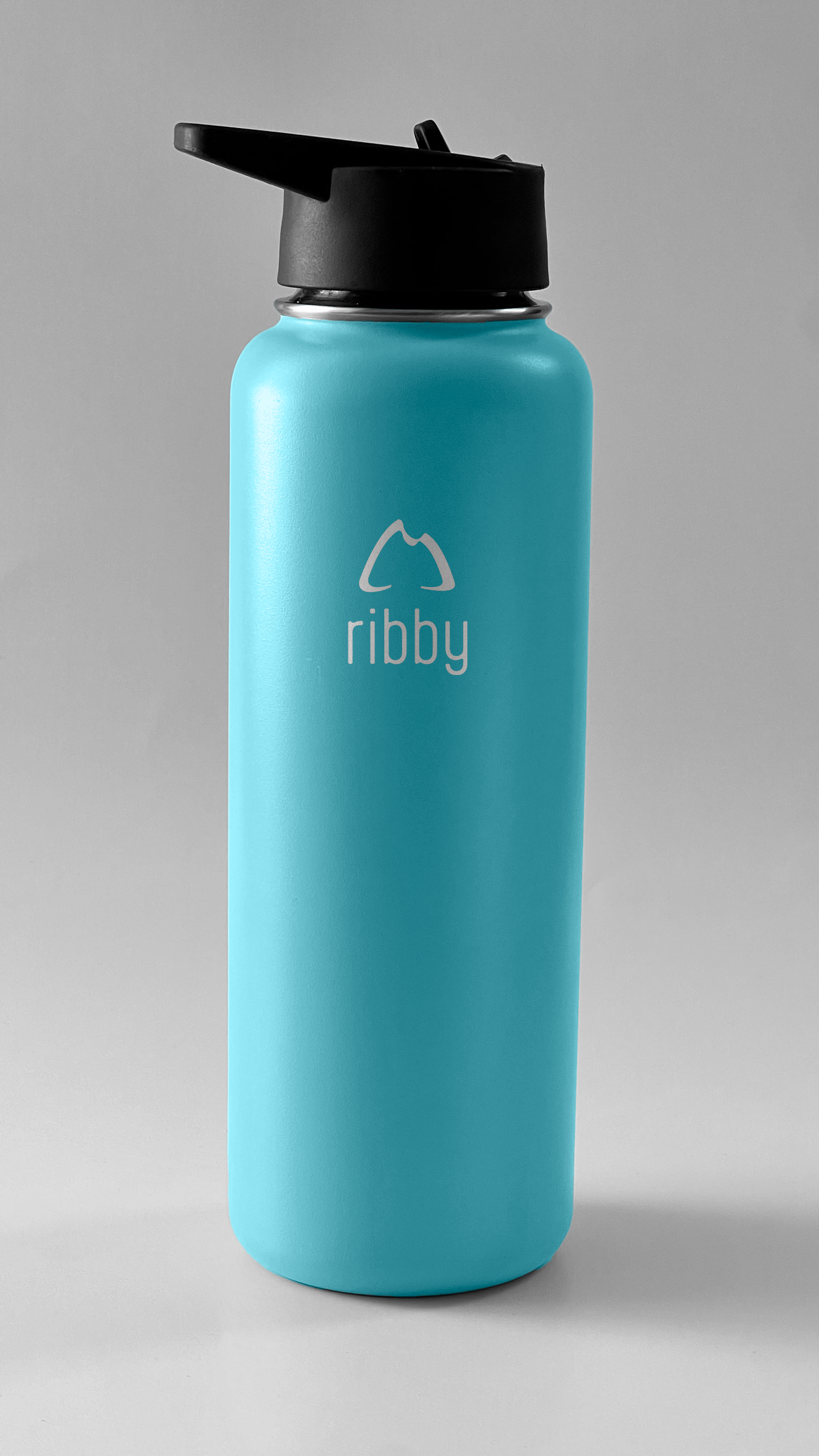 Ribby 1200ml Wide Mouth Bottle with Straw Lid-Sea Blue