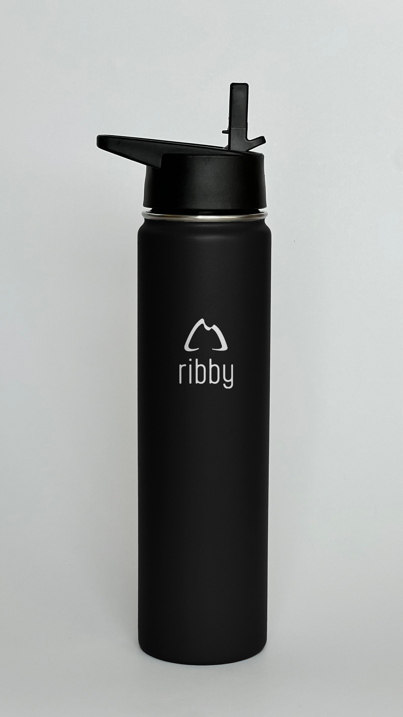 Ribby 710 ml Wide Mouth Bottle with Straw Lid-Black