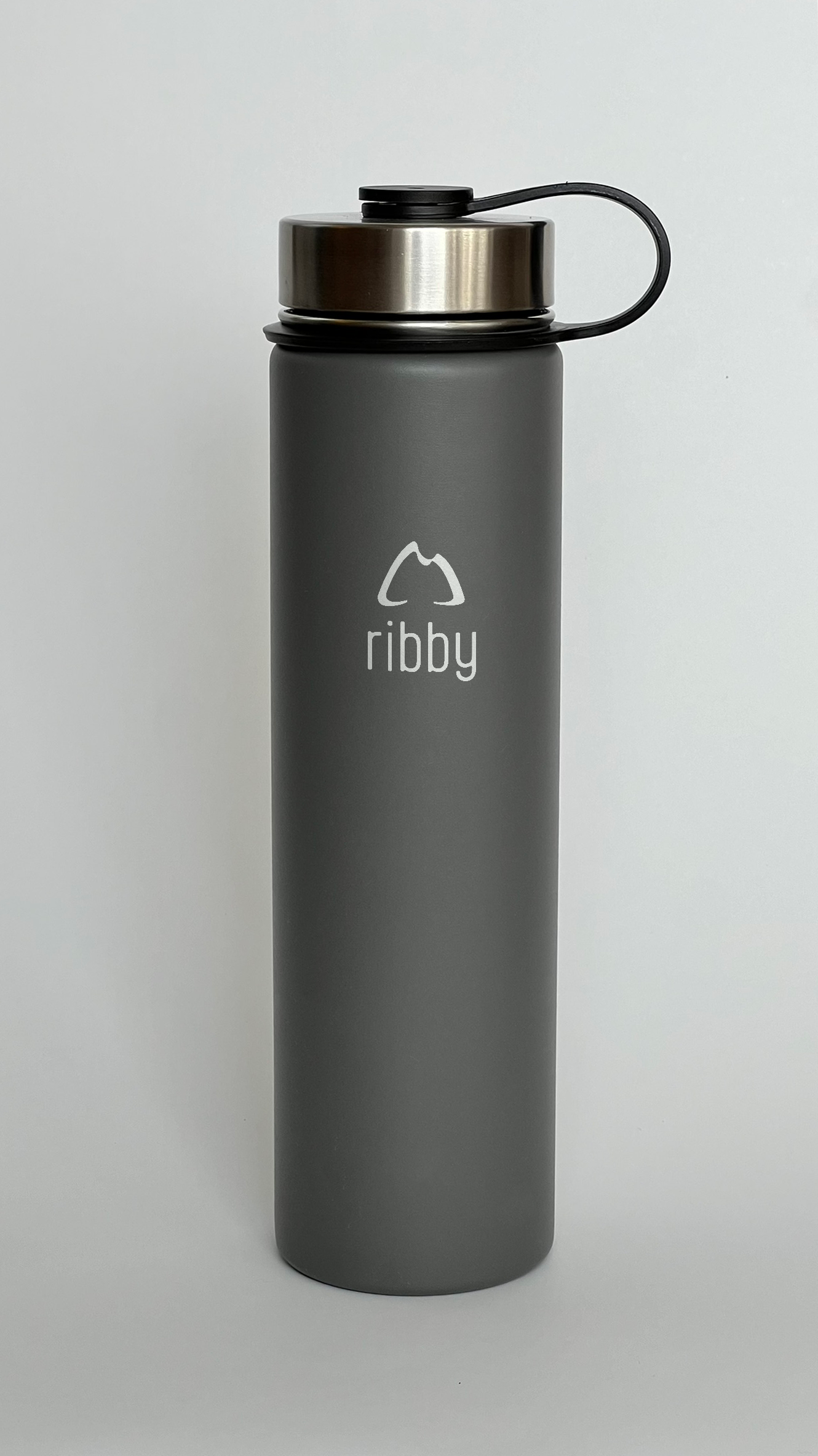 Ribby 710 ml Wide Mouth Bottle with Straw Lid-Gray