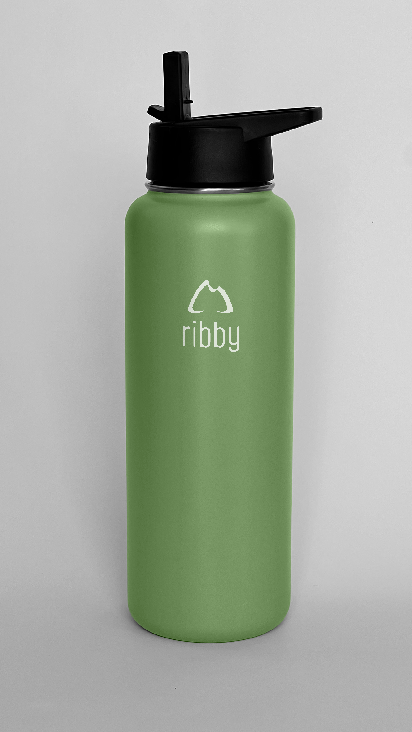 Ribby 1200ml Wide Mouth Bottle with Straw Lid-Mint