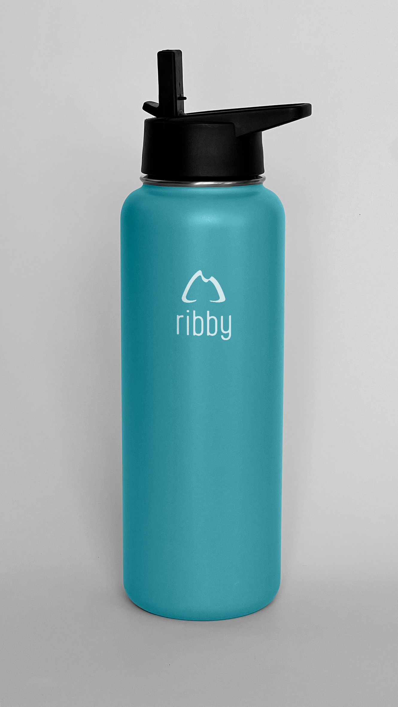 Ribby 1200ml Wide Mouth Bottle with Straw Lid-Sea Blue