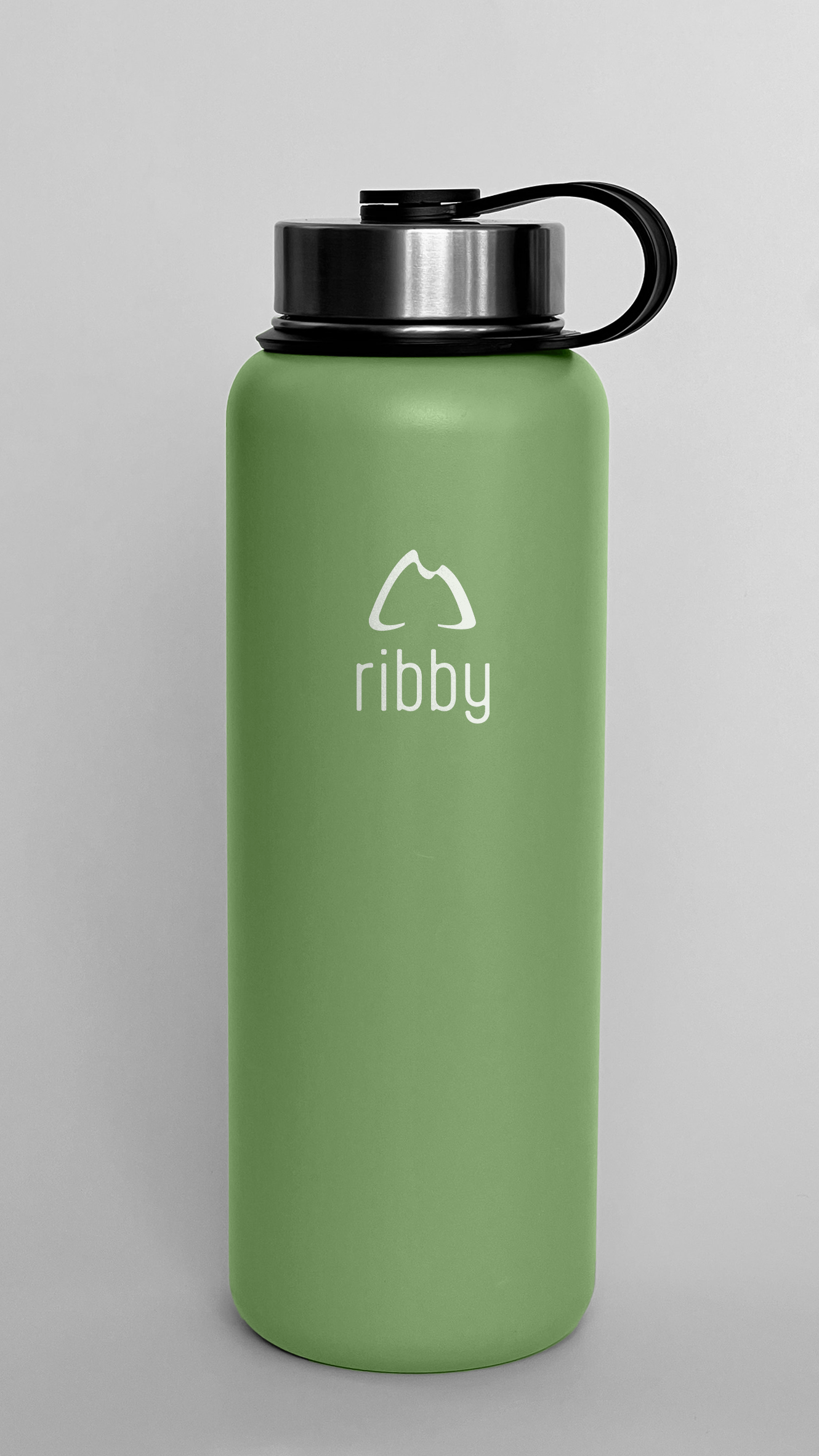 Ribby 1200ml Wide Mouth Bottle with Straw Lid-Mint