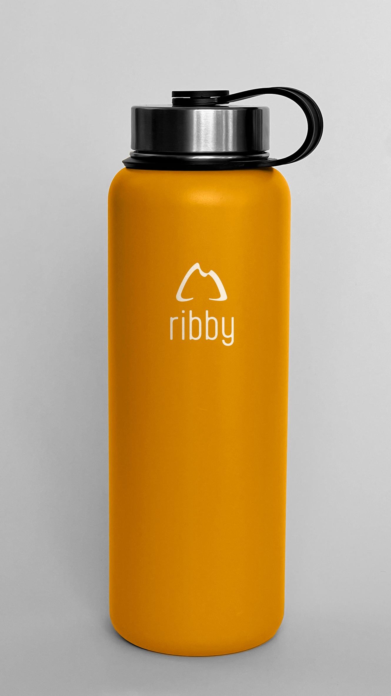 Ribby 1200ml Wide Mouth Bottle with Straw Lid-Sand Orange