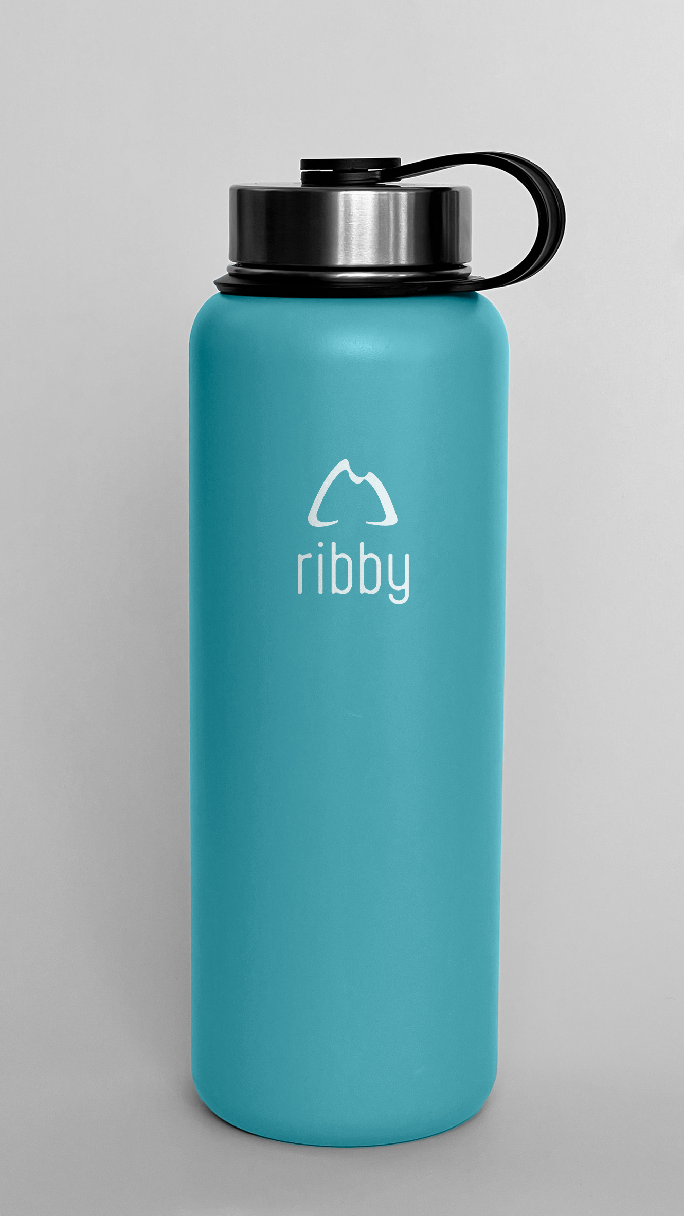 Ribby 1200ml Wide Mouth Bottle with Straw Lid-Sea Blue