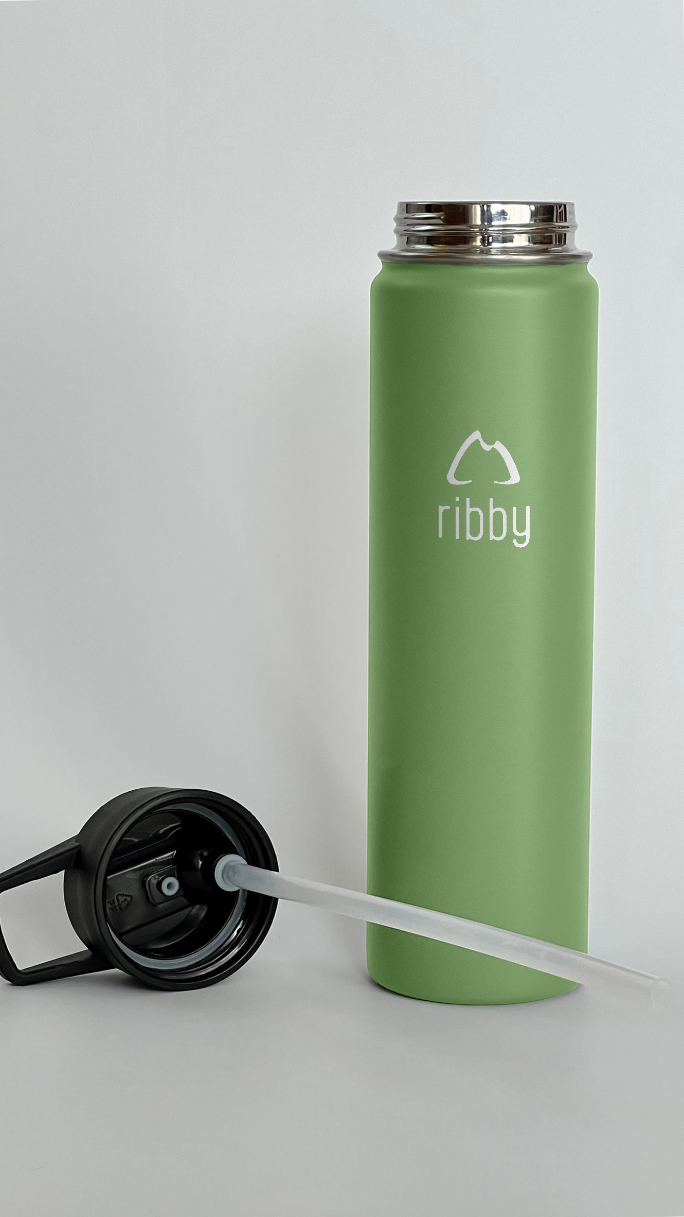 Ribby 710 ml Wide Mouth Bottle with Straw Lid-Mint